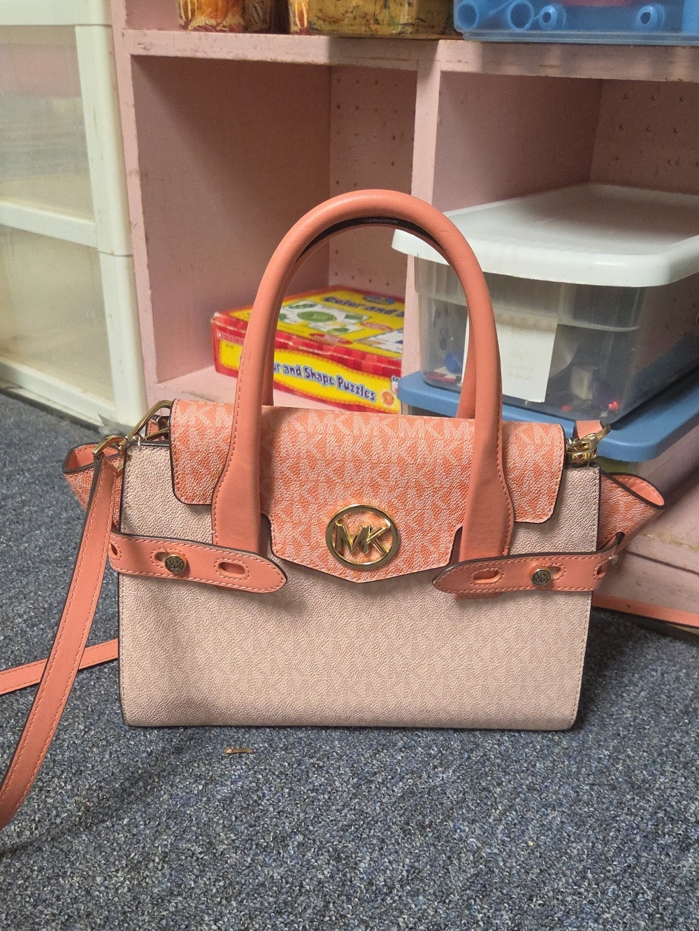 Michael Kors Peach Pink Logo Satchel